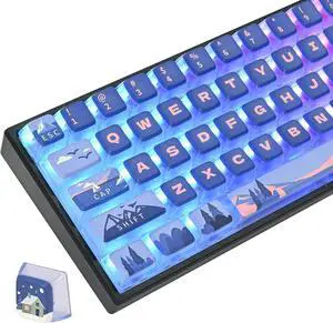 Polar Region ASA Custom keycaps 118 Keys Double-Shot Key Cap Set for Cherry/Gateron MX switches 60 Percent / 64/61 Gaming Mechanical Keyboard(Polar Region Blue)