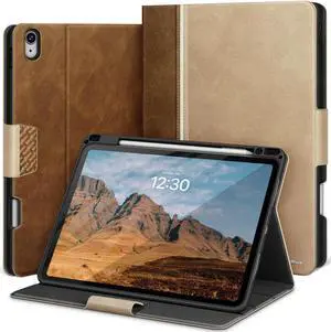 KingBlanc Case for iPad Air 13 inch (M3 2025/M2 2024) with Pencil Holder, Vegan Leather Protective Stand Cover, Auto Wake/Sleep, Multi-Angles for Viewing/Drawing, Supports Pencil Pro/(USB-C), Beige