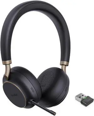 Yealink BH76 UC Wireless Headset for Work, Bluetooth Headsets with 5X Microphone Active Noise Cancelling, Retractable Mic Arm, ANC Business Headsets for PC Teams Zoom Meeting Call, up to 35h Talking