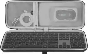 Geekria Keyboard and Mouse Combo Carrying Case, Hard Shell Travel Replacement Case for Logitech MK955 / K950 Signature Slim Wireless Keyboard and Mouse Combo (Dark Grey)