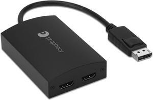 gofanco Prophecy 1x2 DisplayPort 1.2 to 2 Port HDMI Multi Monitor Adapter - DP to Dual HDMI MST Hub w. Extended Display Mode, 4K @30Hz, for Windows PCs, Not Mac OS Compatible, TAA Compliant