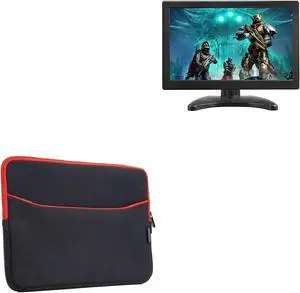 BoxWave Case Compatible with TOGUARD D126 - SoftSuit with Pocket, Soft Pouch Neoprene Cover Sleeve Zipper Pocket - Jet Black with Red Trim