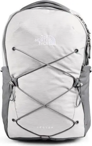 THE NORTH FACE Women's Jester Everyday Laptop Backpack | Commuter Travel Bag with Laptop Sleeve, Water-Repellent Finish, Spacious Compartment, TNF White Metallic Mélange/Mid Grey-NPF, One Size