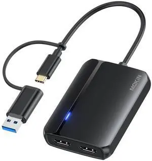 MOKiN USB 3.0 to Dual HDMI Adapter for Dual Monitors, USB C to HDMI Adapter for Mac, Windows, 4K Dual HDMI Adapter Compatible with M1/M2 Mac, Windows, ChromeOS, Android