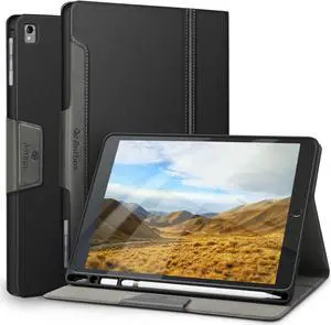 Antbox Case for iPad Air 2/iPad 6th/5th Generation(9.7'')/Pro 9.7''/Air 1 Vegan Leather Case with Pencil Holder Auto Sleep/Wake Function Smart Cover for iPad 9.7'' (Black)