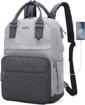 Angel Kiss Backpack Purse for Women, Large Travel Backpack with USB Port, Anti-Theft Design, Water-Resistant Daypack for Casual and Business for Work Grey