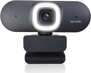 NUROUM 4K Webcam with Light for PC, Adjustable FOV, Premium CMOS Autofocus AI Auto-Framing, Noise Canceling Mics, Web Camera for PC/Laptop/Mac, for Streaming/Video Calling w/OBS/Twitch/Zoom/Teams