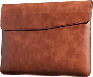 CPNVWA Leather Laptop Sleeve for MacBook Pro 16 Inch M3 M2 Laptop Case,Slim and Durable Waterproof Protective Bag for 15-16 Inch Notebook Computer Cover,Brown
