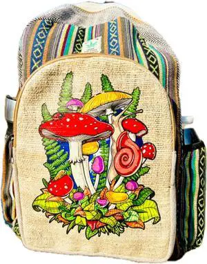 Himalayan Craft Handmade Unique Design Himalayan Hemp Cotton Backpack 17 IN Large Hippie, Festival, Hiking & Tablet Laptop Backpack Bag - Made In Mt. Everest Country Nepal