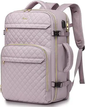 Carry On Women Travel Backpack: TSA Flight Approved Personal Item Backpacks Large 40L Waterproof Luggage Suitcase Backpack Fit 17 Inch Laptop Weekender Overnight Traveling Bag with USB Charge Nude