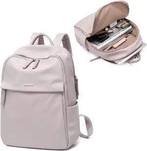 GOLF SUPAGS Womens Laptop Backpack with Separate Laptop Compartment Water Resistant Computer Backpacks Fits 14 Inch Notebook Travel Work College Bags (14-Inch, Pinkish Grey)