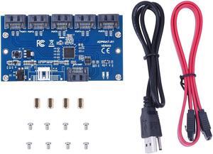 Hakeeta SATA Expansion Card, SATA 1 to 5 Port Converter, SATA Port Multiplier, SATA Adapter Card Riser Card Hub Support Windows 7 / XP/Vista / 8/10 etc.