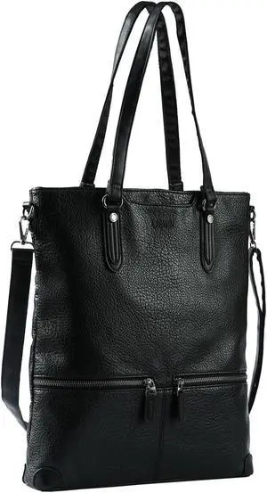 Lasaviin Laptop Tote Bag, Fashionable Lightweight Leather Work Tote Crossbody Bag Purse Handbags for Work, Office, Business, School, Travel Black