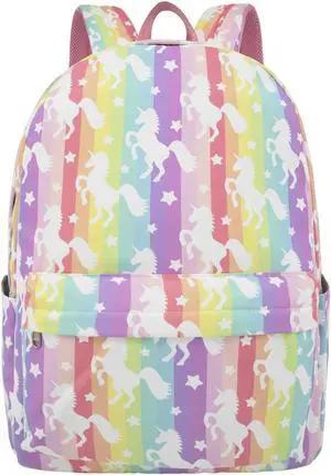 LI-LOVE Backpack for Girls Teens Kids College Middle Elementary High School Student Bookbags Rainbow Unicorn Book Bag Travel Backpacks Waterproof Laptop Back Pack