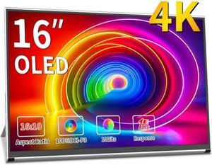 Magedok OLED Portable Monitor- 4K Portable Laptop Display 16 Portable Gaming Monitor 100% DCI-P3 OLED Monitor with HDMI/USB-C External Screen for Laptop Phone/Switch/Xbox