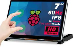 MIOKAU 7 Inch Touchscreen Display for Raspberry Pi,800x480 IPS LCD Capacitive Monitor Compatible with Raspberry Pi 5/4B/3B+/3B/B+/A+,5-Point Touch Screen,Driver-Free, black, C3658-7