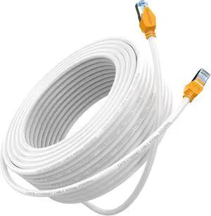 MUKSIRON Cat 8 Ethernet Cable 100ft,Outdoor&Indoor,26AWG 40Gbps 2000Mhz Shielded&High Speed Heavy Duty Cat8 LAN Network Cable Internet Cord with RJ45 Connector,Weatherproof UV Resistant for Modem
