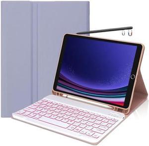 Keyboard Case for Samsung Galaxy Tab S9 Plus/ S9 FE+/ S9+/S8 Plus/ S8+/S7 Plus S7+ S7 FE 12.4 Inch 2023 2022 2021, Bluetooth Keyboard case Detachable Wireless Slim Stand Cover with Pen Holder, Purple