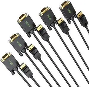 UVOOIdirect DisplayPort to VGA Cable 6FT 5-Pack, Display Port DP to VGA Cable Adapter Cord Gold-Plated Compatible for Dell, HP Lenovo, ASUS and More