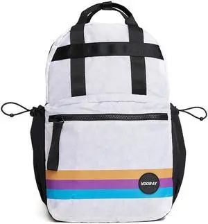VOORAY 19L Katie Backpack, Large - Travel, Gym & Sports Backpack Wild Desert, White Floral Retro Stripe