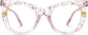Zeelool Stylish Pearl Cat Eye Blue Light Glasses for Women Anti Glare/UV400 Computer Glasses ZJGX957054-04 Pink