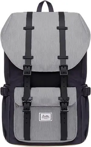 KAUKKO Travel Laptop Backpack Outdoor Rucksack Causal backpack Fits 15.6"(Nylon Blackgrey)