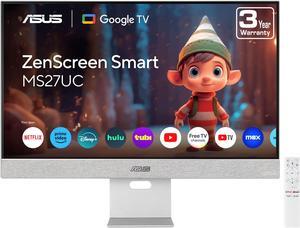 ASUS ZenScreen 27" 4K USB-C Smart Monitor (MS27UC) - UHD (3840 x 2160) IPS, 99% sRGB, Google TV, Harman Kardon Speakers, USB-C 90W PD, USB Hub, Wireless Display, Netflix and YouTube, 3 yr Warranty