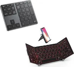 iClever Number Pad, Aluminum Wireless Number Pad for Multi Devices, USB-C Rechargeable, External 34-Keys Bluetooth Keyboard for Data Entry, Compatible for Laptop, Mac, iMac, Tablet, PC Desktop