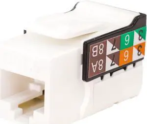 Vertical Cable CAT6 Data Grade Keystone U-Jack, RJ45 90° 8×8, Bright White - (50 Pack)