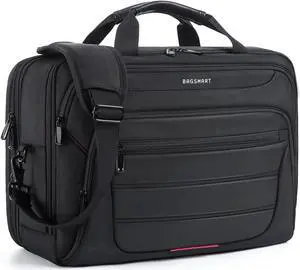 BAGSMART 17.3 Inch Laptop Bag, Expandable Laptop Briefcase, Computer Bag for Men, Mens Work Bag for Business Travel, Black