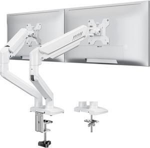 Dual Monitor Stand fits up to 32 inch, 4.4-19.8 lbs Computer Screens, Dual Monitor Desk Mount Height Adjustable, Monitor Arms for 2 Monitors, Home Office VESA Mounts with Gas Spring, Freelift White