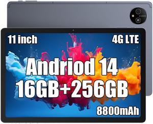 Ulefone TAB A11 PRO Unlocked Android 14 Tablet (WiFi+Cellular), 11" Display, MediaTek Helio G99 Octa-Core 16GB RAM+256GB ROM, 8800mAh Battery, BT5.2/GPS/NFC/4G LTE/WiFi/Widevine L1 Support