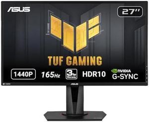 ASUS TUF Gaming 27" 2K HDR Gaming Monitor (VG27AQ) - QHD (2560 x 1440), 165Hz (Supports 144Hz), 1ms, Extreme Low Motion Blur, Speaker, G-SYNC Compatible, VESA Mountable, DisplayPort, HDMI ,Black