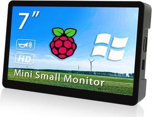 HAMTYSAN 7 Inch Raspberry Pi Screen 800x480 Small HDMI Monitor Second Display Screen with Case for Raspberry Pi 400/4/3/2/Zero/B/B+ Jetson Nano Win11/10/8/7, Dual Speakers, Non-Touch