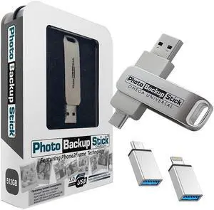Photo Backup Stick Omega Universal Picture and Video Backup for Any Device - iPhone, Android, Computer, Tablets (512GB)