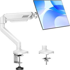 Monitor Arm Single for 13-32 inch, 4.4-19.8 lbs Computer Screens, Monitor Stand for Desk, Monitor Mount Height Adjustable, Home Office VESA Monitor Mount with Clamp & Grommet Bases, Freelift White