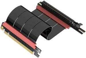 LINKUP - AVA5 PCIE 5.0 Riser Cable | Future Proof for Gen 5 GPU Vertical Mount | x16 128GB/s Speed | Compatible with PCIe 4.0 & WRX80/WRX90E | Left Angle, Black 15cm