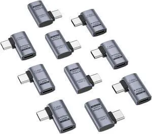 CableCreation Right Angle USB C Adapter 10 Pack, USB C Male to Female 90 Degree Adapter 40Gbps 240W Compatible with Thunderbolt 4, USB 4, Notebook, PC, Tablet, Phone and More, Right Angle