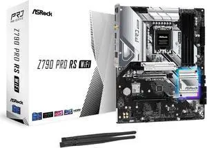 ASRock Z790 PRO RS WiFi Intel LGA1700 (14th 13th 12th Gen) ATX Motherboard DDR5 7200 MHz 256 GB PCIE 5.0 x 16 Realtek ALC897 7.1 CH Dragon 2.5G LAN WiFi 6E Bluetooth 8 SATA3 4 Hyper M.2