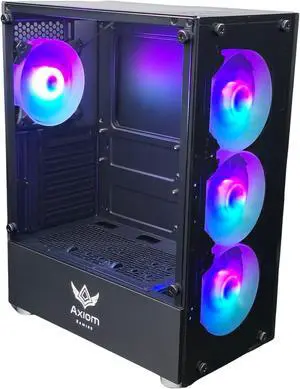 AXIOM GAMING | Nova Series C013 | ATX Mid-Tower PC Case | Built-in RGB Lighting | Tempered Glass Front & Side Panels | 4 x 120mm RGB Fans Included | Fan Controller with Remote | (Black)
