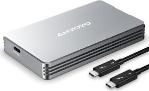 40Gbps NVMe SSD Enclosure for Thunderbolt 4/3, USB4 M.2 NVMe Enclosure for PCIe 2280 M-Key (B+M Key), USB C Enclosure Compatible for Thunderbolt 3/4, Aluminum Alloy Enclosure, up to 2700 MB/s