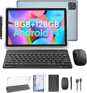 BAKEN 2024 Android 14 Tablet, 10 inch Octa-Core Tablet PC, 8GB RAM+ 128GB ROM, 1TB Expand, 8000mAh Large Battery, GMS, 2 in 1 Tablet with Keyboard, Mouse, Pen, Protective case, 5G WiFi6 (Grey) BAKEN 2024 Android 14 Tablet, 10 inch Octa-Core Tablet PC, 8GB RAM+ 128GB ROM, 1TB Expand, 8000mAh Large Battery, GMS, 2 in 1 Tablet with Keyboard, Mouse, Pen, Protective case, 5G WiFi6 (Grey)