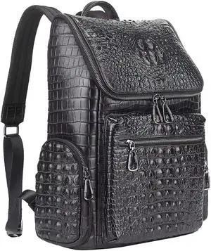boshiho Real Leather Laptop Backpack Fashion Travel Bag Daypack for Men (L - Metal Zipper Pull)