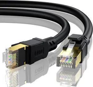 BUSOHE Cat 8 Ethernet Cable 40FT, High Speed 40Gbps 2000Mhz Cat8 Cable with Gold Plated RJ45 Connector, Heavy Duty LAN Network Internet Cable S/FTP