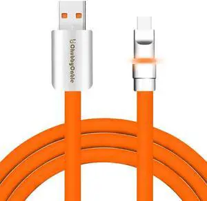 chubbycable Neon Chubby - Fast Charge Cable with Smart Light RGB Color Gradual Light Up LED USB Charging Cable, Orange, USB-A to Type-C, 16.4 FT