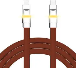 chubbycable Neon Chubby - Fast Charge Cable with Smart Light RGB Color Gradual Light Up LED USB Charging Cable, Chocolate, Type-C to Type-C, 4.9 FT
