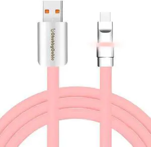 chubbycable Neon Chubby - Fast Charge Cable with Smart Light RGB Color Gradual Light Up LED USB Charging Cable, Pink, USB-A to Type-C, 4.9 FT