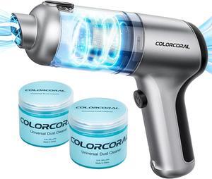 COLORCORAL 4-in-1 Car Vacuum Handheld 16000Pa Brushless Motor Car Vacuum with Cleaning Gel for PC, Tablet, Phone,Car