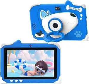 Kids Tablet, 7 inch Android 12 Tablets for Kids, 4GB RAM 32GB ROM Toddlers Tablet with Shockproof Case, Parental Control, Education, 2MP+5MP Dual Camera, Safety Eye IPS Screen for Boys/Girls, Blue
