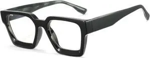 Cyxus Oversized Square Blue Light Blocking Glasses Women Men Chic Preppy Thick Frame Computer Eyeglasses Anti Eyestrain 8224